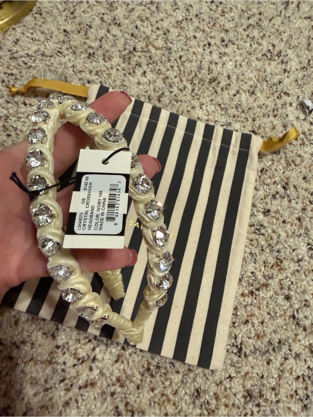 Lele Sadoughi Crystal Crossover Headband - Ivory - Picture 4 of 12